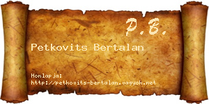 Petkovits Bertalan névjegykártya