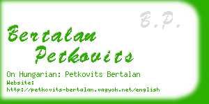 bertalan petkovits business card